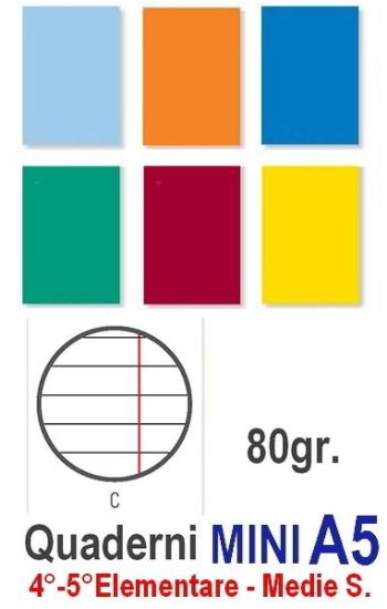 Immagine di QUADERNI MINI TINTA UNITA A RIGHE C 80gr - 10pz CON MARGINE