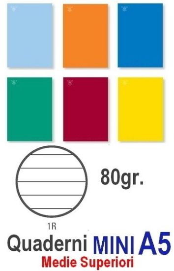 Immagine di QUADERNI MINI TINTA UNITA 1R rig 80gr - 10pz 15X21 A5 - 7115