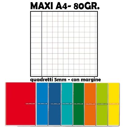 Picture of QUADERNI MAXI TINTA UNITA Q 5mm 80gr - 10pz 21x29cm A4 - CON MARGINE