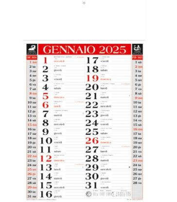 Picture of CALENDARIO OLANDESE 29X47cm ROSSO/NERO