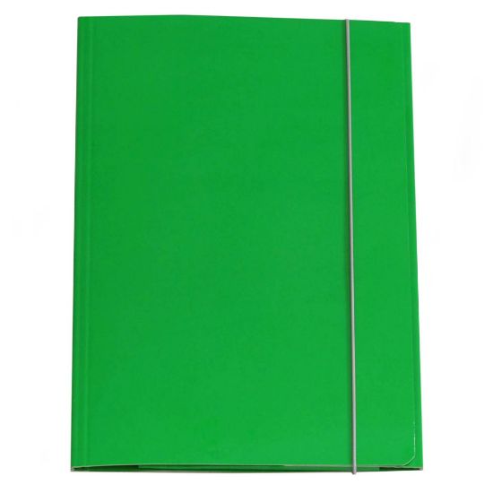 Picture of CARTELLA PRESPAN 25x34cm A4 10pz 3 LEMBI LUCIDA CON ELASTICO VERDE