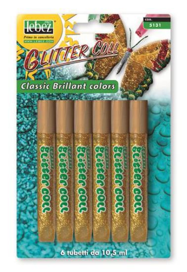 Immagine di COLLA GLITTER 11g 6pz ORO - LEBEZ