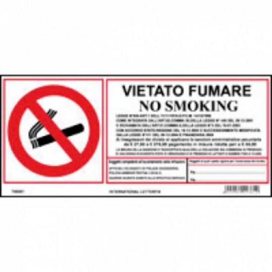 Immagine di TARGA VIETATO FUMARE CON NORMATIVA 31X14 1pz