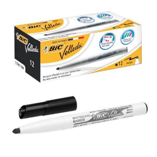 Picture of PENNARELLI BIC VELLEDA 12pz NERO (per lavagna)