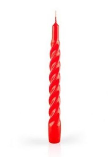 Immagine di CANDELA TORCIGLIONE 20cm 6pz ROSSO LACCATO