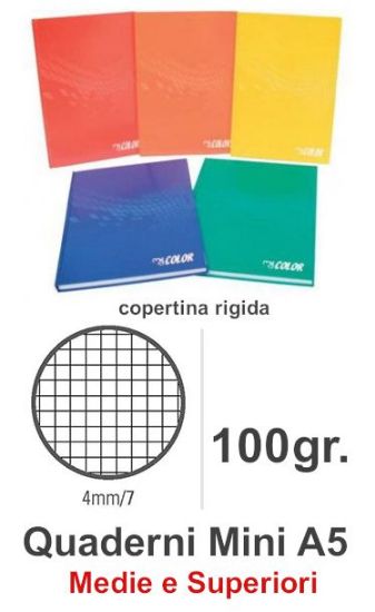 Picture of QUADERNI MINI TINTA UNITA 4mm 5pz - 15X21 COPERTINA RIGIDA