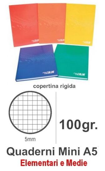 Picture of QUADERNI MINI TINTA UNITA 5mm 5pz - 15X21 COPERTINA RIGIDA