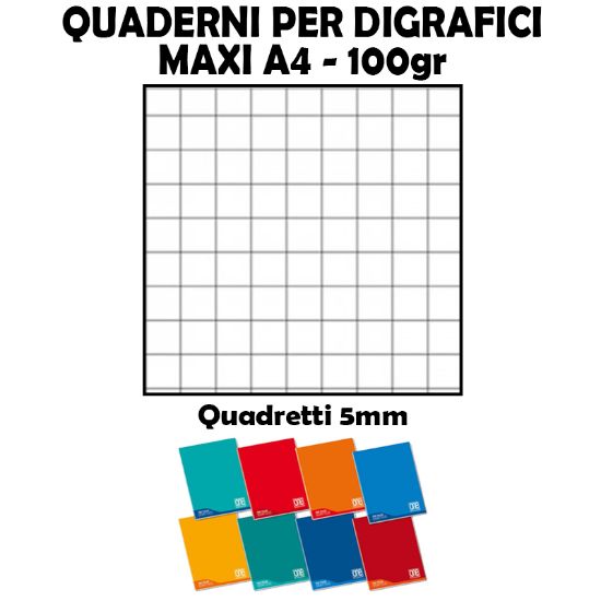 Picture of QUADERNI MAXI DISGRAFICI 5mm 100gr - 6pz 21x29cm A4