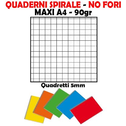 Immagine di QUADERNI MAXI TINTA UNITA SPIRALE 90gr 5M 5pz - 21X29 A4 SPIRIRALE - NO FORI