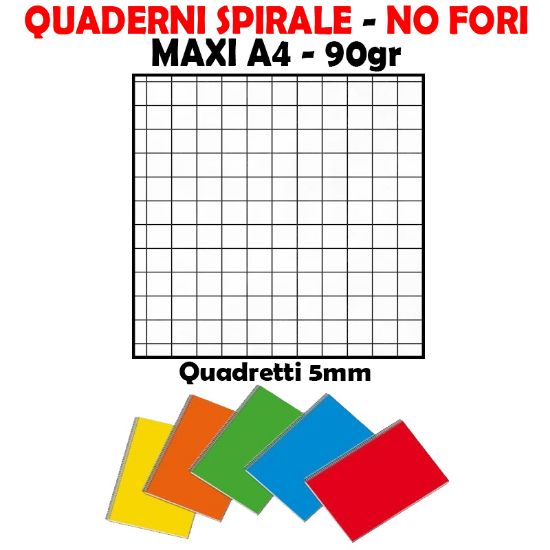 Immagine di QUADERNI MAXI TINTA UNITA SPIRALE 90gr 5M 5pz - 21X29 A4 SPIRIRALE - NO FORI