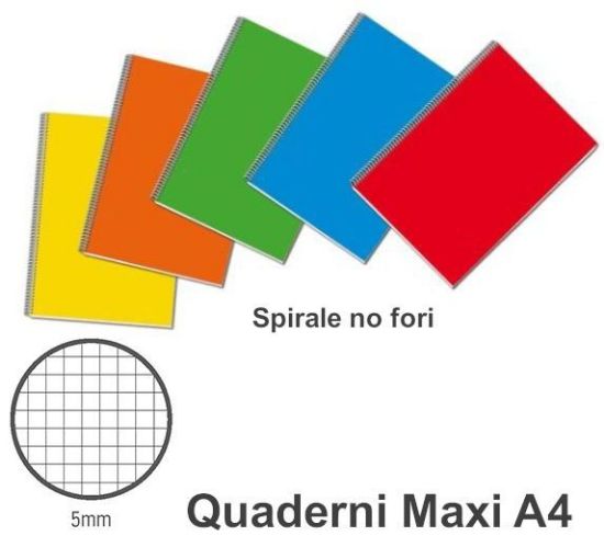 Picture of QUADERNI MAXI TINTA UNITA SPIRALE 90gr 5M 5pz - 21X29 A4 SPIRIRALE