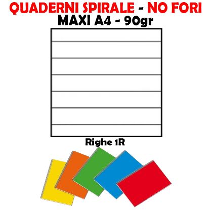 Immagine di QUADERNI MAXI TINTA UNITA SPIRALE A RIGHE 1R 90gr 5pz - 21X29 A4 SPIRIRALE NO FORI