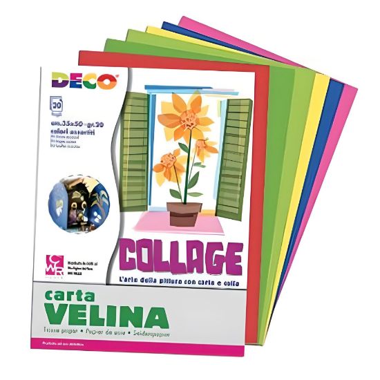 Immagine di CARTA VELINA 50x76cm 20g 25 FOGLI 5 COLORI CALDI ASSORTITI