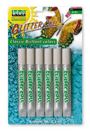 Picture of COLLA GLITTER 11g 6pz ARGENTO - LEBEZ