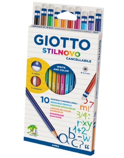 Picture of PASTELLI GIOTTO STILNOVO 10 COLORI 1pz CON GOMMA CANCELLABILE