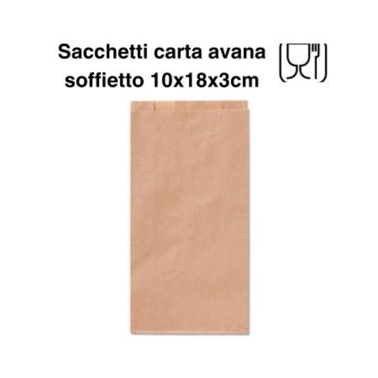 Picture of SACCHETTI CARTA AVANA SOFFIETTO 10X18X3cm 100pz