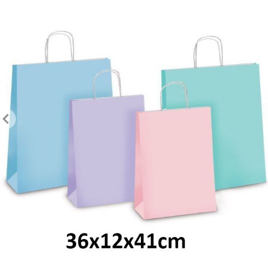 Picture of SACCHETTI SHOPPER TINTA UNITA 36x12x41cm 25pz CON MANICO CORDA COLORI ASSORTITI