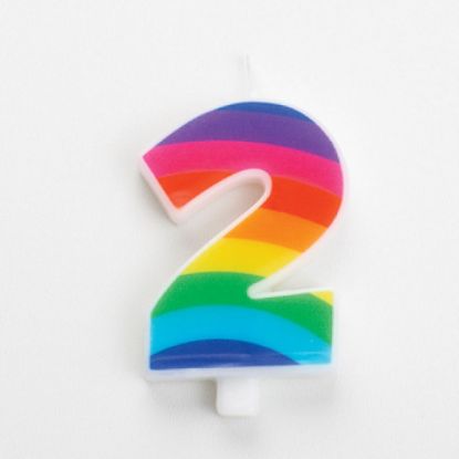 Picture of CANDELA COMPLEANNO 9,5cm 1pz N.2 RAINBOW SCINTILLANTE