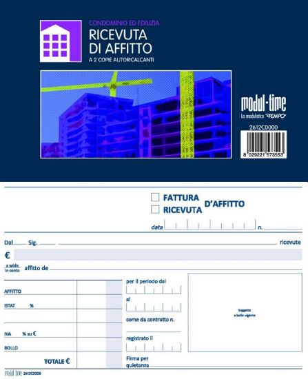 Picture of MODULI RICEVUTA AFFITTO 10X17 5pz 2COPIE C/CHIMICA