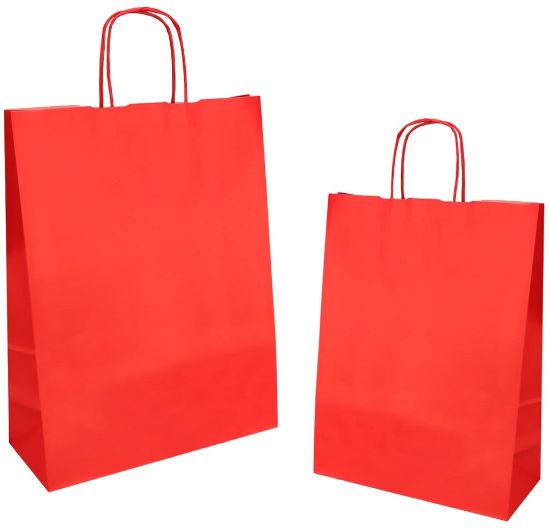 Picture of SACCHETTI SHOPPER ROSSO 18x8x24cm 25pz MANICO RITORTO JOLLY KRAFT