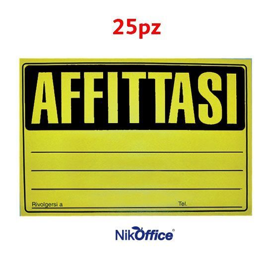 Immagine di TARGA AFFITTASI 23x33cm 25pz FLUO ASS. CARTONCINO ECONOMICO - NIKOFFICE