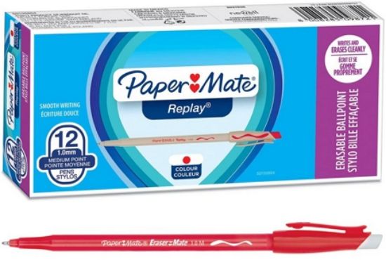 Picture of PENNA SFERA REPLAY RED 12pz PAPERMATE CANCELLABILE - 4060R