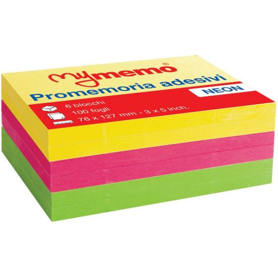 Immagine di POST-IT 655 6pz 76X127 NEON MEMO TIP ECONOMICI - 36150