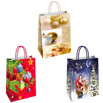 Immagine di SACCHETTI SHOPPER NATALE CARTA FLORIO 54x14x50cm 25pz ASS. NATALE 3