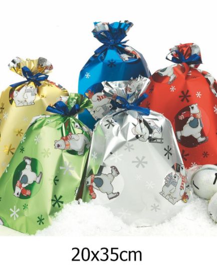 Immagine di BUSTA REGALO CELLO DECOR ORSO POLARE 20X35 100pz