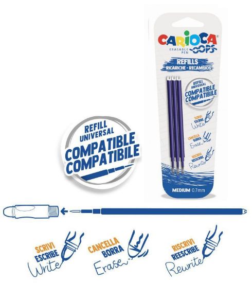 Picture of PENNA SFERA CARIOCA OOPS REFILL BLU 1x3pz CANCELLABILE