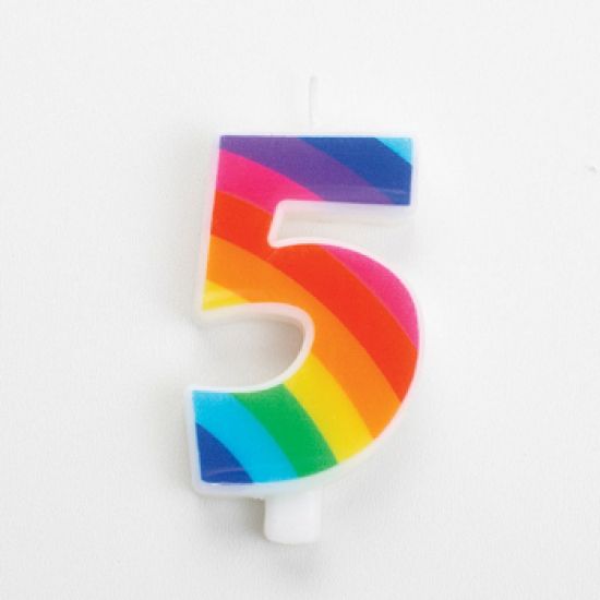 Picture of CANDELA COMPLEANNO 9,5cm 1pz N.5 RAINBOW SCINTILLANTE