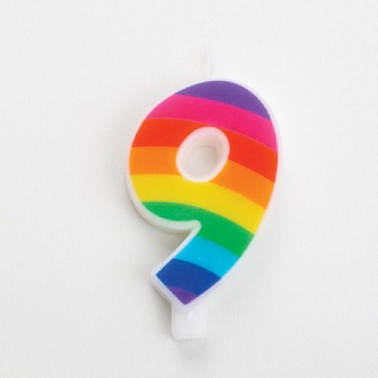 Picture of CANDELA COMPLEANNO 9,5cm 1pz N.9 RAINBOW SCINTILLANTE