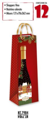 Immagine di SACCHETTI SHOPPER DECOR NATALE VINO BUONE FESTE 12pz