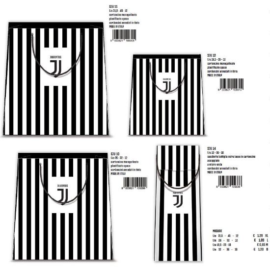 Picture of SACCHETTI SHOPPER DECOR 18,5x23x10cm 12pz JUVENTUS - 4 soggetti assortiti