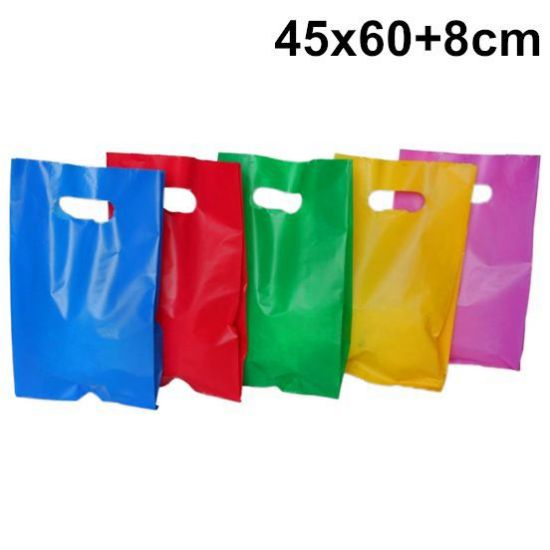 Picture of SACCHETTI SHOPPER PLASTICA 45x60+8cm 100pz TINTAUNITA MANIGLIA FAGIOLO