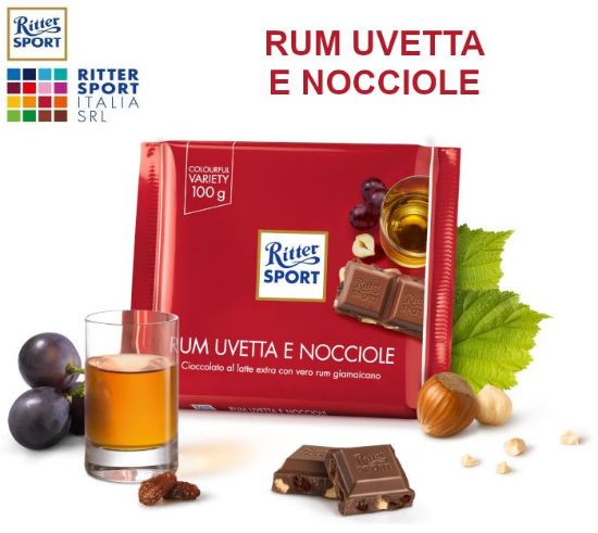 Picture of RITTER TAVOLETTE 12pz 100gr RUM UVETTA NOCCIOLA - EX