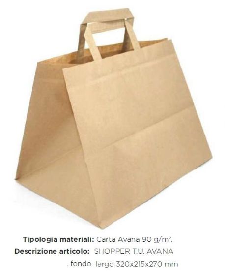 Picture of SACCHETTI SHOPPER AVANA 32x21,5 + 27cm 250pz FONDO LARGO X ASPORTO