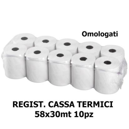 Picture of ROTOLI REGISTRATORE CASSA TERMICI 58x30mt foro12 - 10pz 48gr/mq