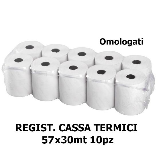 Picture of ROTOLI REGISTRATORE CASSA TERMICI 57x30mt foro12 - 10pz 48gr/mq