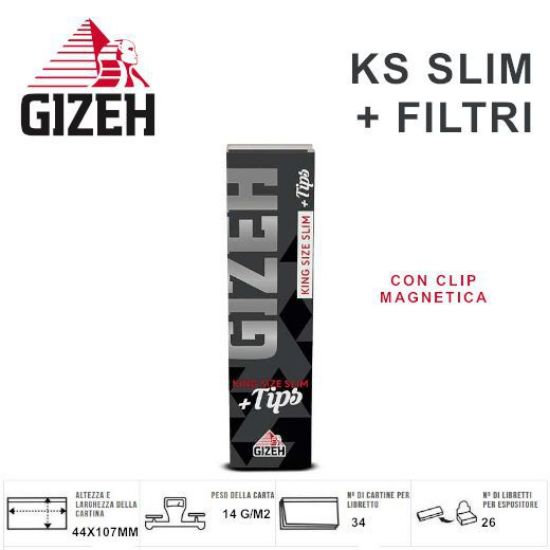 Immagine di CARTINE GIZEH KS KING SIZE SLIM NERA 26pz CARTINE+FILTRI - PROV-D02003037 (ACC. 6,36)