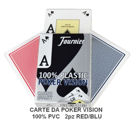 Picture of CARTE DA POKER VISION 100% PVC 2pz RED/BLU