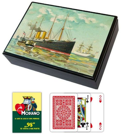 Picture of CARTE DA GIOCO RAMINO SCATOLA LEGNO NAVE OCEAN MODIANO 1pz