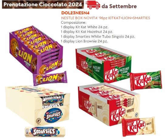 Immagine di NESTLE BOX NOVITA' 96pz KITKAT+LION+SMARTIES - PR2024