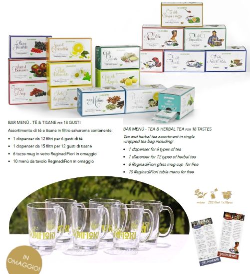 Immagine di REGINADIFIORI TE' E TISANE 252pz 2,5/3gr. ASSORTITI + 6 TAZZE + MENU