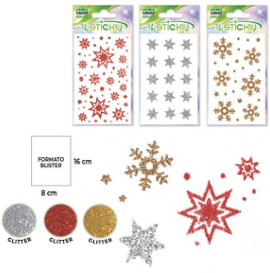 Picture of STICKER GLITTER ASSORTITI  1pz - NATALE