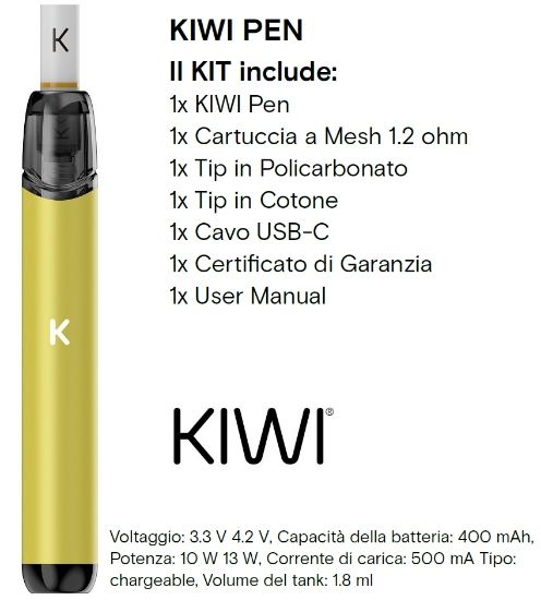 Picture of KIWI PEN KIT LIGHT YELLOW - KIWI VAPOR (pvp.29,90)