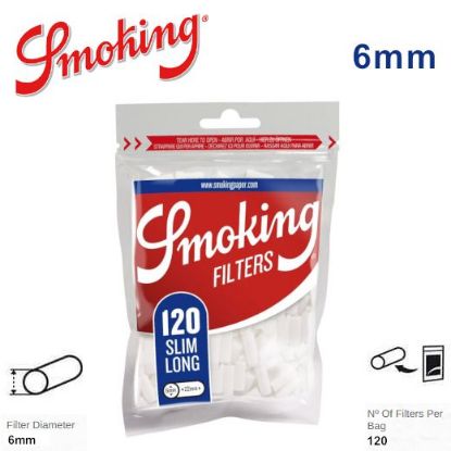 Picture of FILTRI SMOKING SLIM 6mm XL LUNGO 22mm 30x120pz BUSTINA (Acc. 12,96)-C00013007