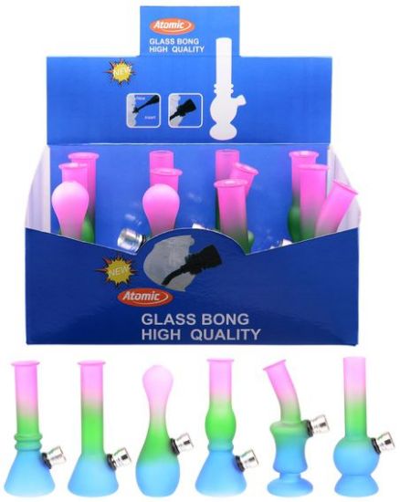 Immagine di NARGHILe' BONG MINI ATOMIC IN VETRO 12cm 12pz COLORI ASSORTITI