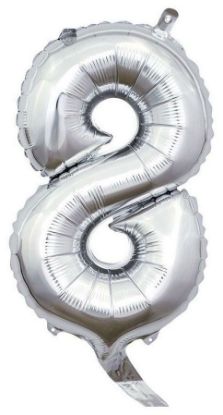 Immagine di PALLONCINI MYLAR NUMERO 8 ARGENTO 1pz - 35cm