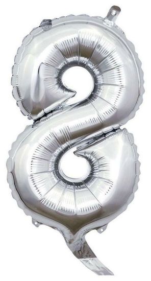 Picture of PALLONCINI MYLAR NUMERO 8 ARGENTO 1pz - 35cm